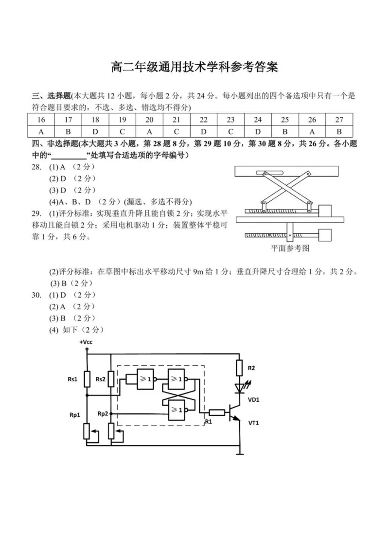 浙江省丽水市发展共同体2024-2025学年高二下学期4月期中联考通用技术试卷（PDF版，含答案）_2024-2025高二（7-7月题库）_2025年04月试卷(1)