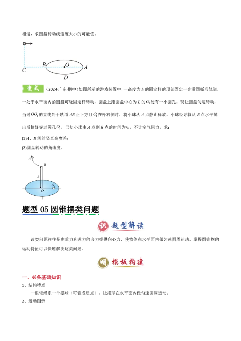 模板05圆周运动（五大题型）（原卷版）_2024-2025高三（6-6月题库）_2025年01月试卷_01012025年高考物理答题技巧与模板构建