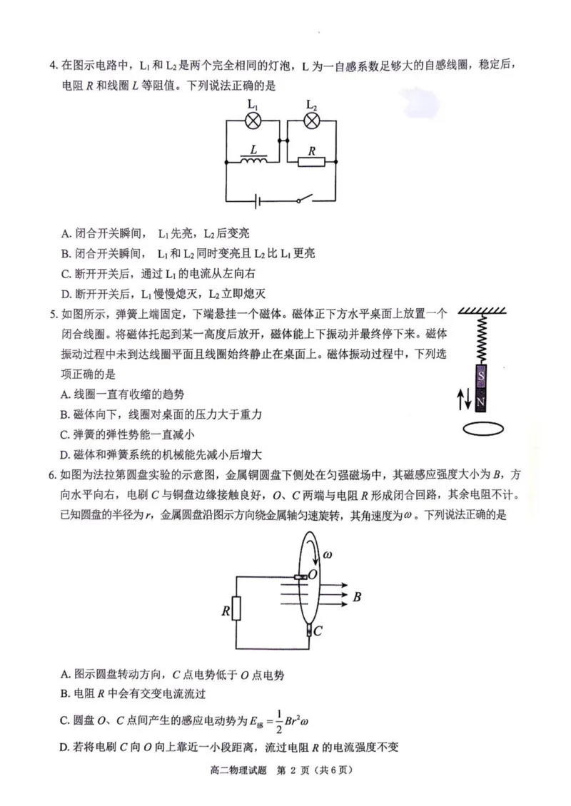 河南省驻马店市环际大联考2024-2025学年高二下学期阶段考试（一）物理试卷（PDF版，含解析）_2024-2025高二（7-7月题库）_2025年03月试卷