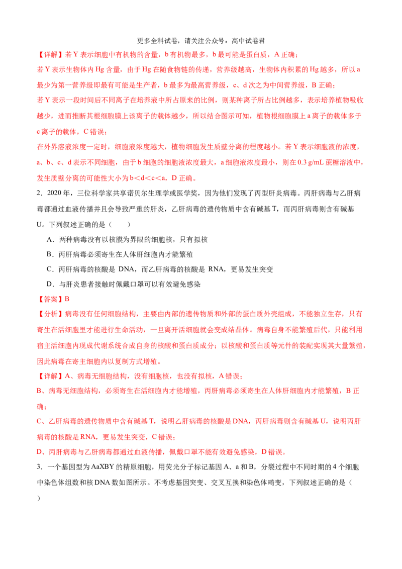 生物（九省联考考后提升卷，黑龙江、吉林）（解析版）_2024年4月_其他_2024年1月新&ldquo;九省联考&rdquo;考后提升卷（原卷+解析）_2024年1月&ldquo;九省联考&rdquo;生物真题完全解读与考后提升