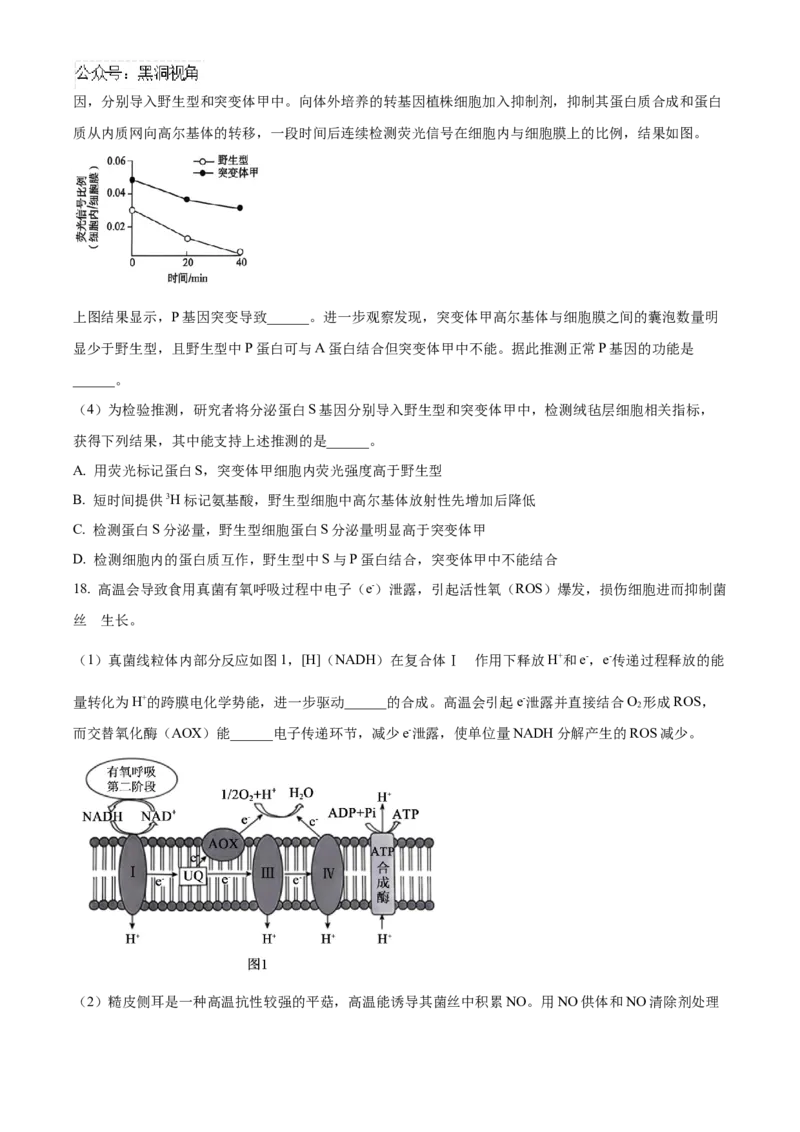 北京市朝阳区2024-2025学年高三上学期11月期中生物试题Word版无答案_2024-2025高三（6-6月题库）_2024年11月试卷_1116北京市朝阳区2024-2025学年高三上学期期中考试（全科）