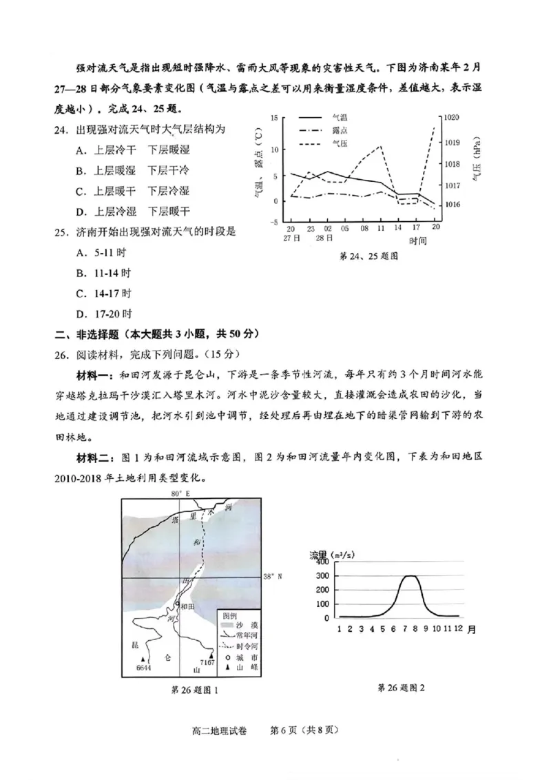 地理试题_2024-2025高二（7-7月题库）_2024年07月试卷_0703浙江省绍兴市2023-2024学年高二下学期6月期末调测考试_浙江省绍兴市2023-2024学年高二下学期6月期末调测考试地理