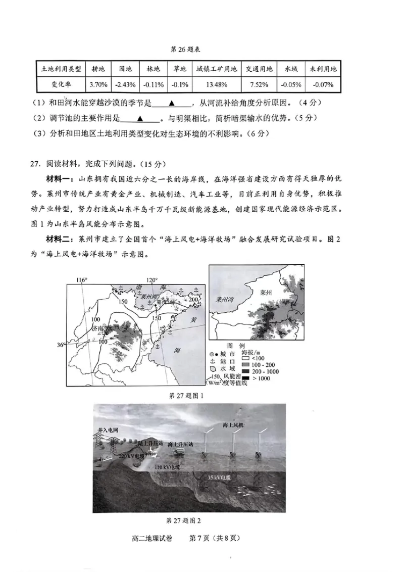 地理试题_2024-2025高二（7-7月题库）_2024年07月试卷_0703浙江省绍兴市2023-2024学年高二下学期6月期末调测考试_浙江省绍兴市2023-2024学年高二下学期6月期末调测考试地理