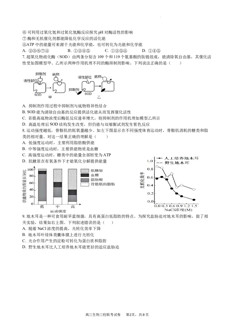 江西省南昌市三校联考2024届高三上学期11月期中生物(1)_2023年11月_01每日更新_18号_2024届江西省南昌市三校联考高三上学期11月期中