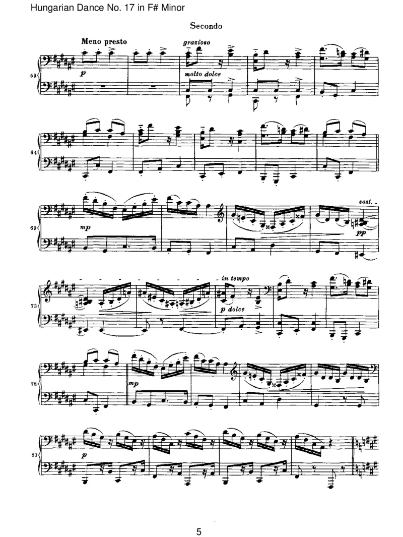 HungarianDanceNo.17inF#Minor_一万首著名钢琴曲谱哈农贝多芬合集视频教学电子版高清无水印可打印_1古典钢琴知名音乐家谱_勃拉姆斯钢琴谱全集_VI.PianoWorksforFourHands