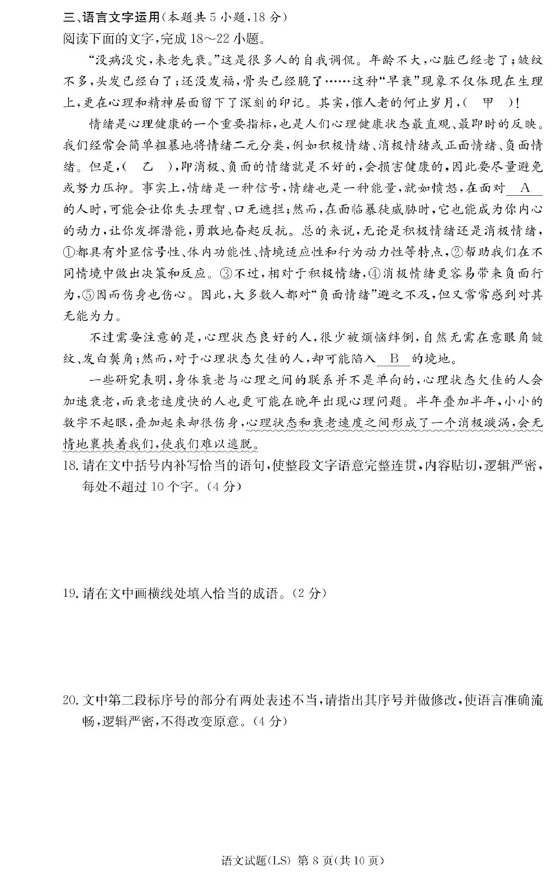 湖南省长沙市麓山国际实验学校2024-2025学年高二下学期第一次学情检测语文试卷(图片版，含答案)_2024-2025高二（7-7月题库）_2025年04月试卷(1)