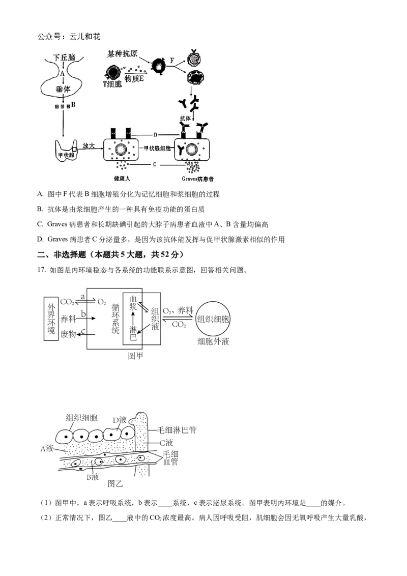 河南省信阳高级中学北湖校区2024-2025学年高二上学期期中考试生物Word版含解析_2024-2025高二（7-7月题库）_2024年11月试卷