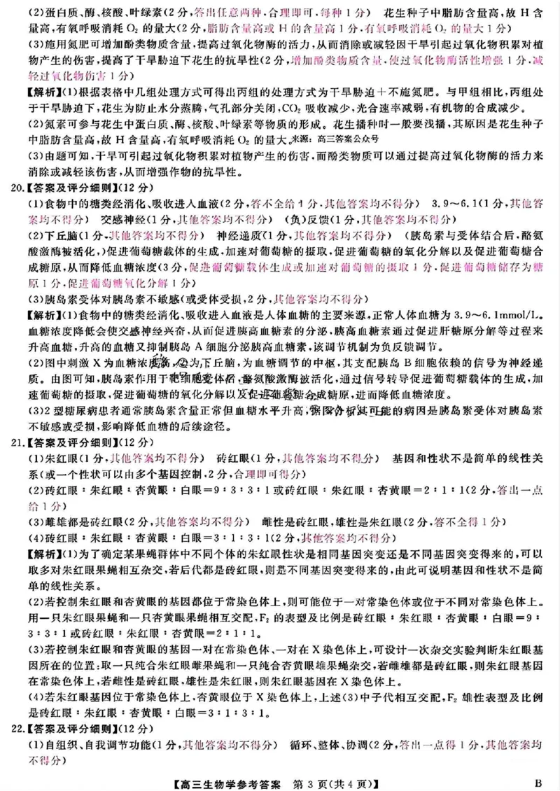 生物答案_2024年4月_01按日期_19号_2024届河北金科大联考高三4月质量检测_河北金科大联考2024届高三4月质量检测生物