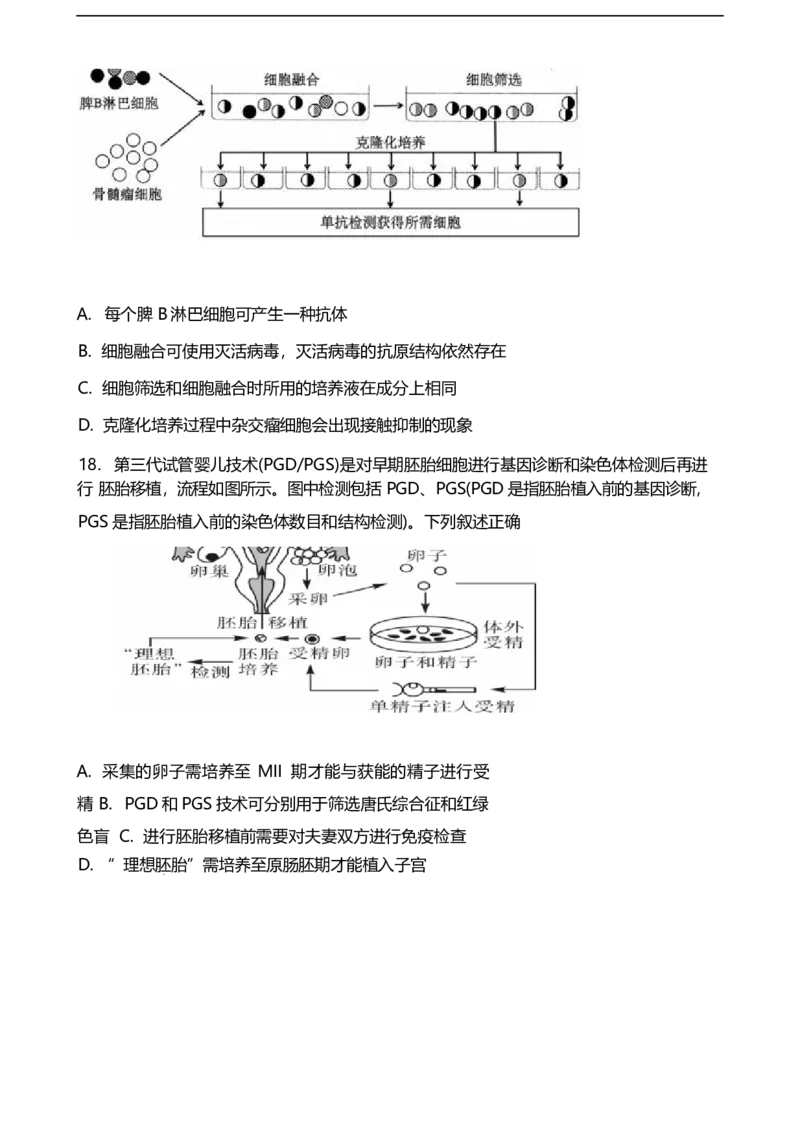 山东省潍坊第一中学2024-2025学年高二下学期第二次质量检测生物试卷（有答案）_2024-2025高二（7-7月题库）_2025年6月试卷_0601山东省潍坊市第一中学2024-2025学年高二下学期第二次质量检测