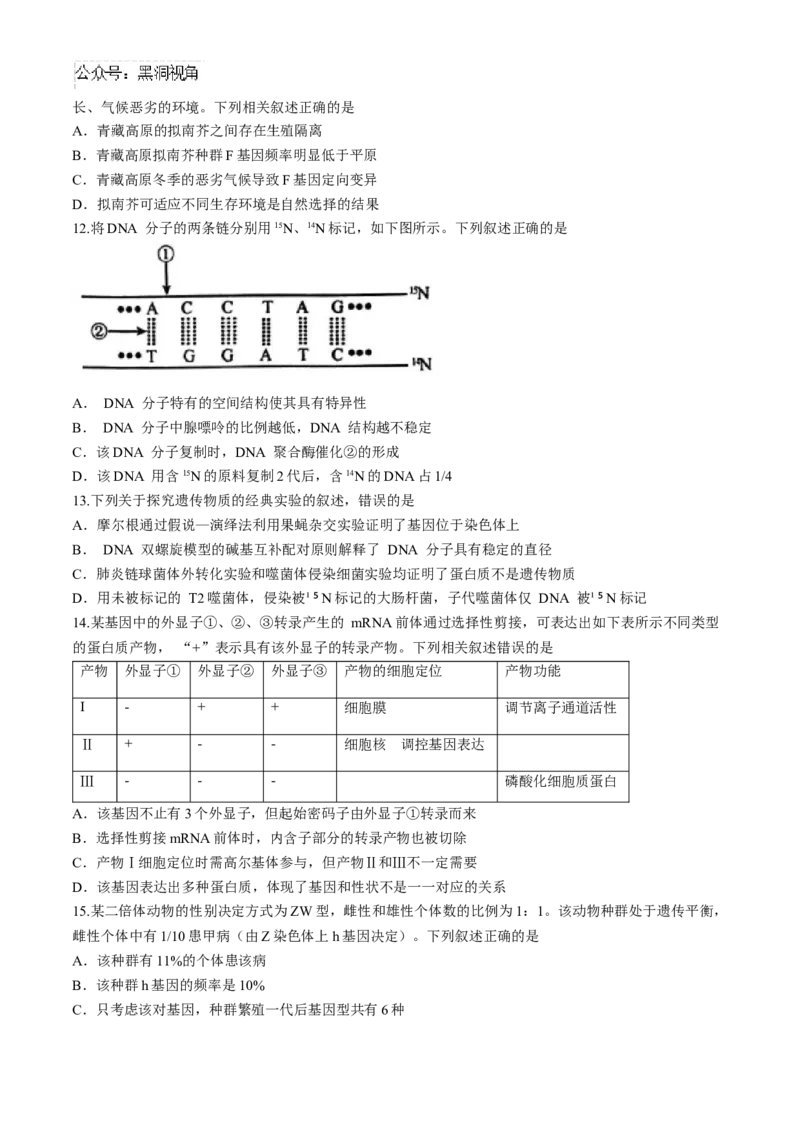 安徽毛坦厂实验中学2025届高三11月期中考试生物+答案_2024-2025高三（6-6月题库）_2024年12月试卷_1203安徽毛坦厂实验中学2025届高三11月期中考试