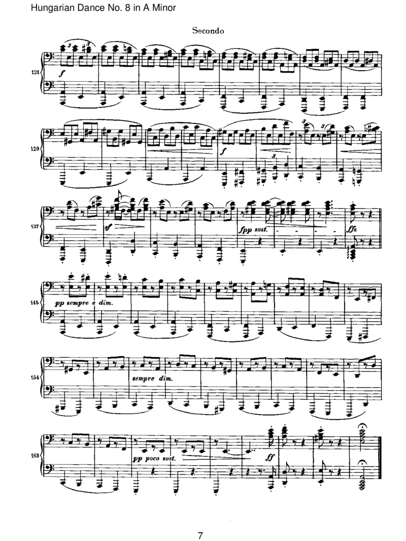 HungarianDanceNo.8inAMinor_一万首著名钢琴曲谱哈农贝多芬合集视频教学电子版高清无水印可打印_1古典钢琴知名音乐家谱_勃拉姆斯钢琴谱全集_VI.PianoWorksforFourHands