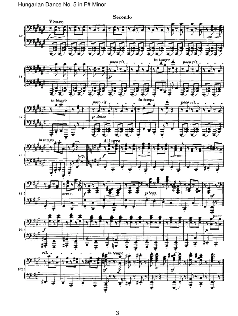 HungarianDanceNo.5inF#Minor_一万首著名钢琴曲谱哈农贝多芬合集视频教学电子版高清无水印可打印_1古典钢琴知名音乐家谱_勃拉姆斯钢琴谱全集_VI.PianoWorksforFourHands
