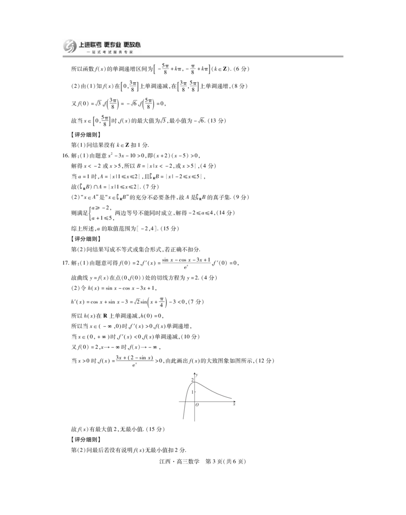 江西省上进联考2024-2025学年高三上学期10月月考数学试题答案_2024-2025高三（6-6月题库）_2024年10月试卷_1011江西省稳派上进2025届高三上学期10月阶段检测考