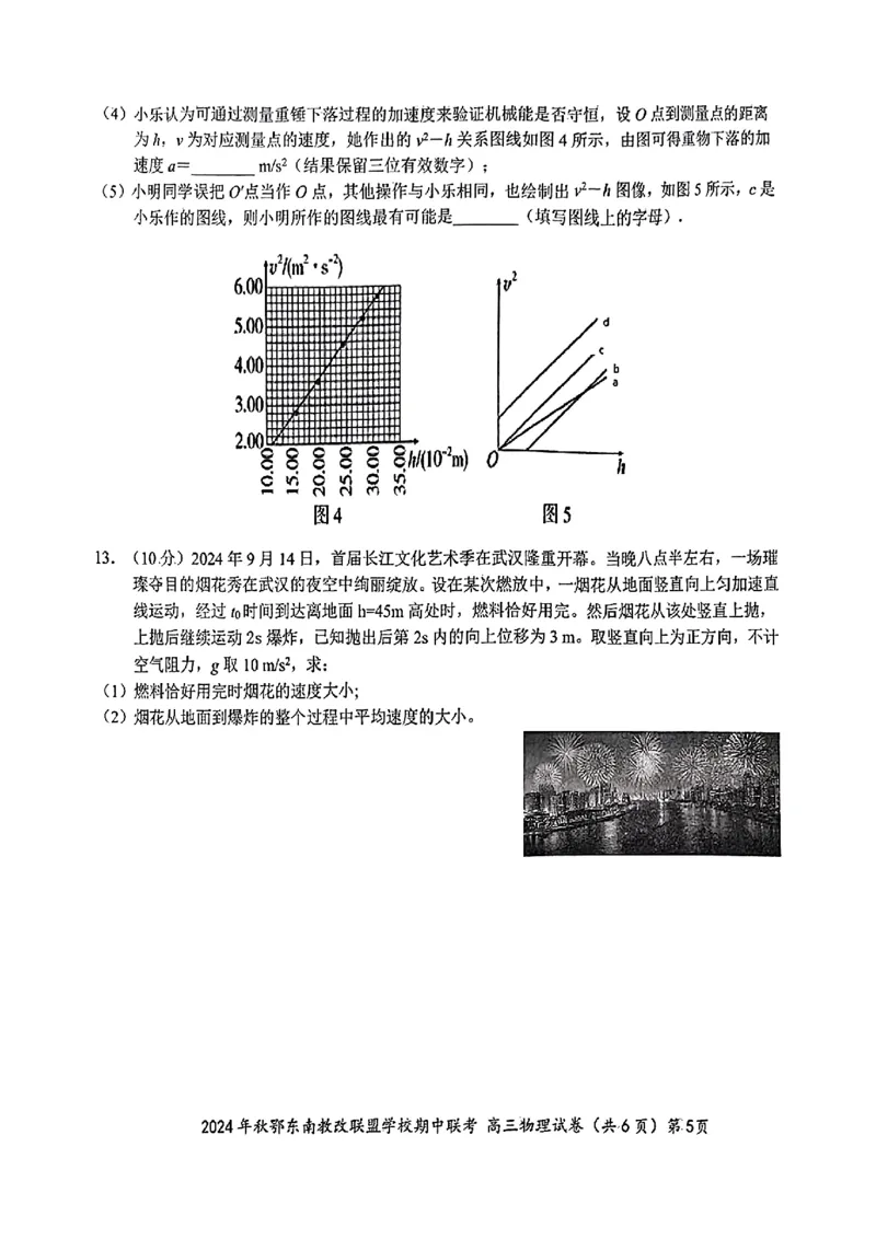 扫描件_高三物理试卷_2024-2025高三（6-6月题库）_2024年11月试卷_11062025届湖北省鄂东南示范高中高三11月期中联考_物理