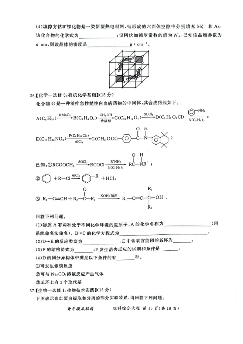 理科综合_2024年3月_013月合集_2024届百师联盟高三下学期开年摸底联考（全国卷）_百师联盟2024届高三下学期开年摸底联考理综