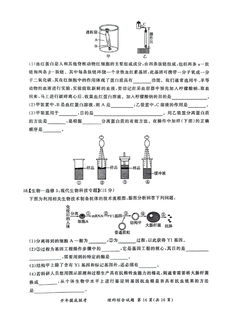 理科综合_2024年3月_013月合集_2024届百师联盟高三下学期开年摸底联考（全国卷）_百师联盟2024届高三下学期开年摸底联考理综