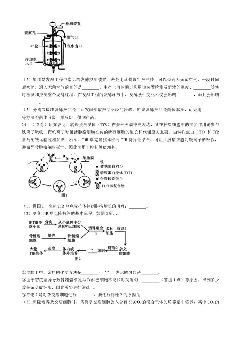 山东省泰安市2023-2024学年高二下学期7月期末生物试题_2024-2025高三（6-6月题库）_2024年07月试卷_240713山东省泰安市2023-2024学年高二下学期7月期末考试