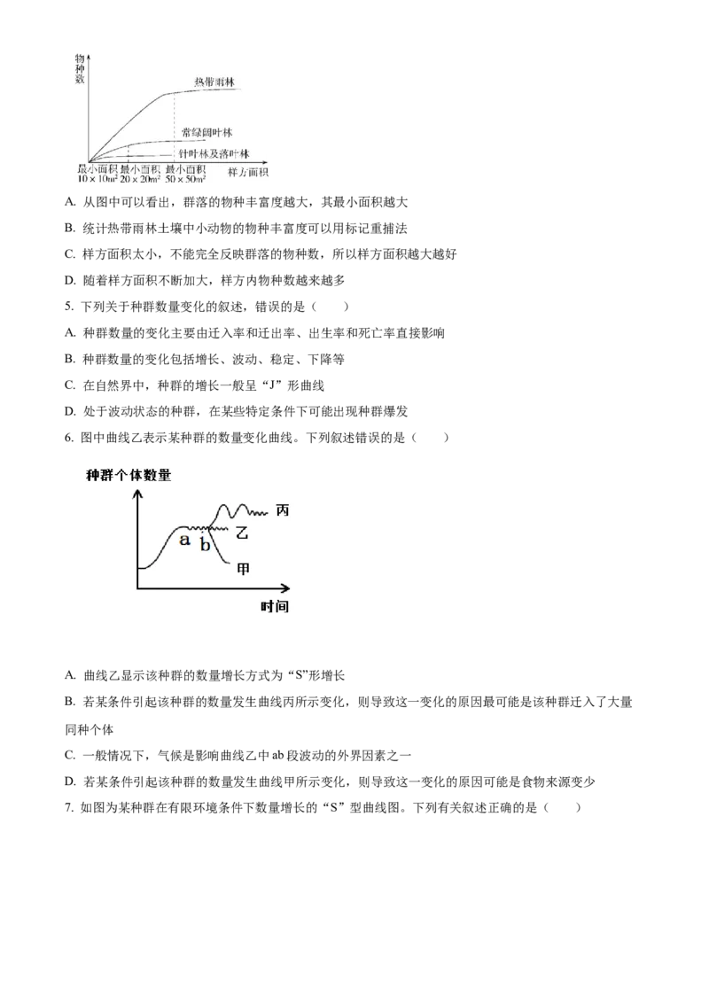 江西省赣州市大余县部分学校联考2024-2025学年高二上学期12月月考生物试题Word版无答案_2024-2025高二（7-7月题库）_2024年12月试卷