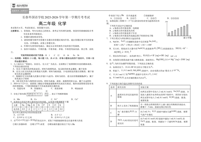 吉林省长春外国语学校2025-2026学年高二上学期12月月考化学试题（含解析）_2024-2025高二（7-7月题库）_2026年1月高二_260107吉林省长春外国语学校2025-2026学年高二上学期12月月考（全）