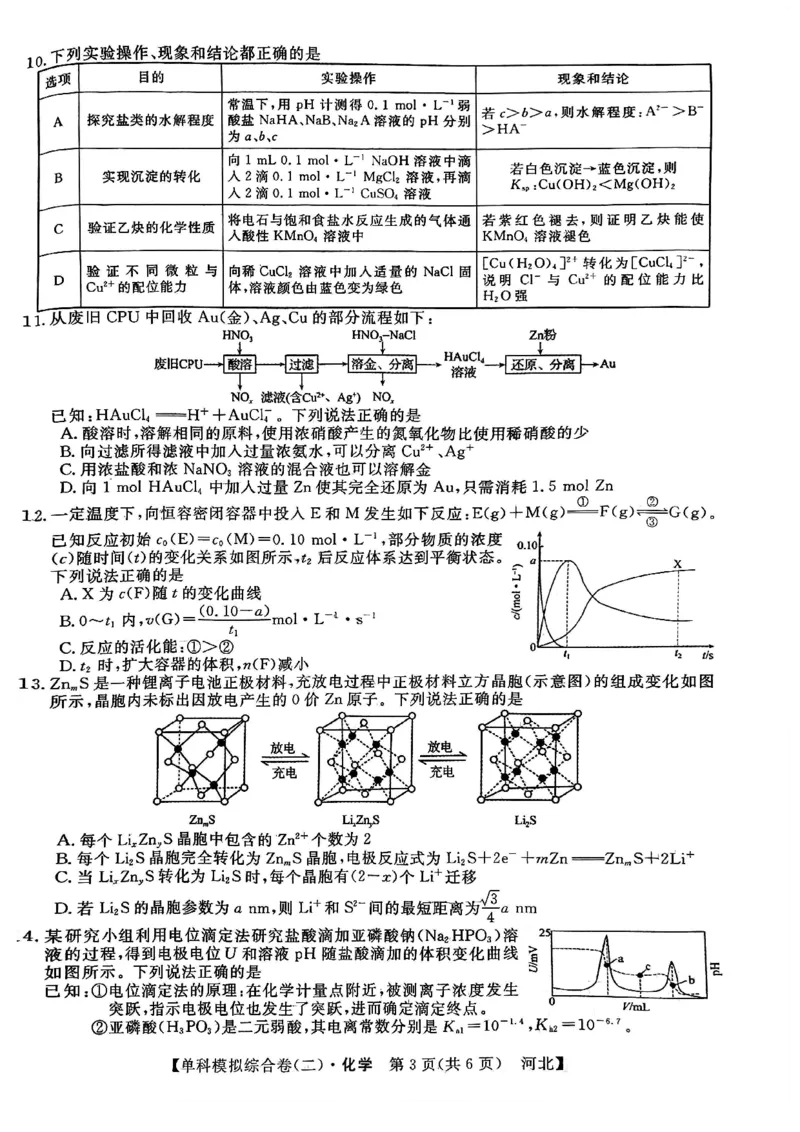 化学试卷_2024-2025高三（6-6月题库）_2024年11月试卷_1102河北省2025届高三上学期新高考单科模拟综合卷（二）_河北省2025届高三上学期新高考单科模拟综合卷（二）化学