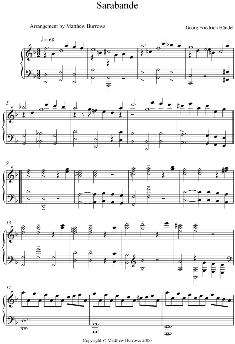 sarabande_一万首著名钢琴曲谱哈农贝多芬合集视频教学电子版高清无水印可打印_02现代钢琴谱合集_马克西姆钢琴谱全集