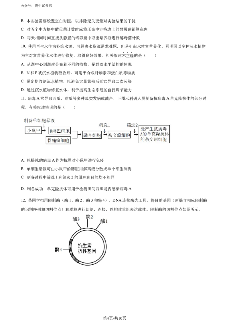 精品解析：河北省石家庄市辛集市2023-2024学年高三2月期末生物试题（原卷版）_2024年2月_01每日更新_17号_2024届河北省石家庄市辛集市高三上学期2月期末