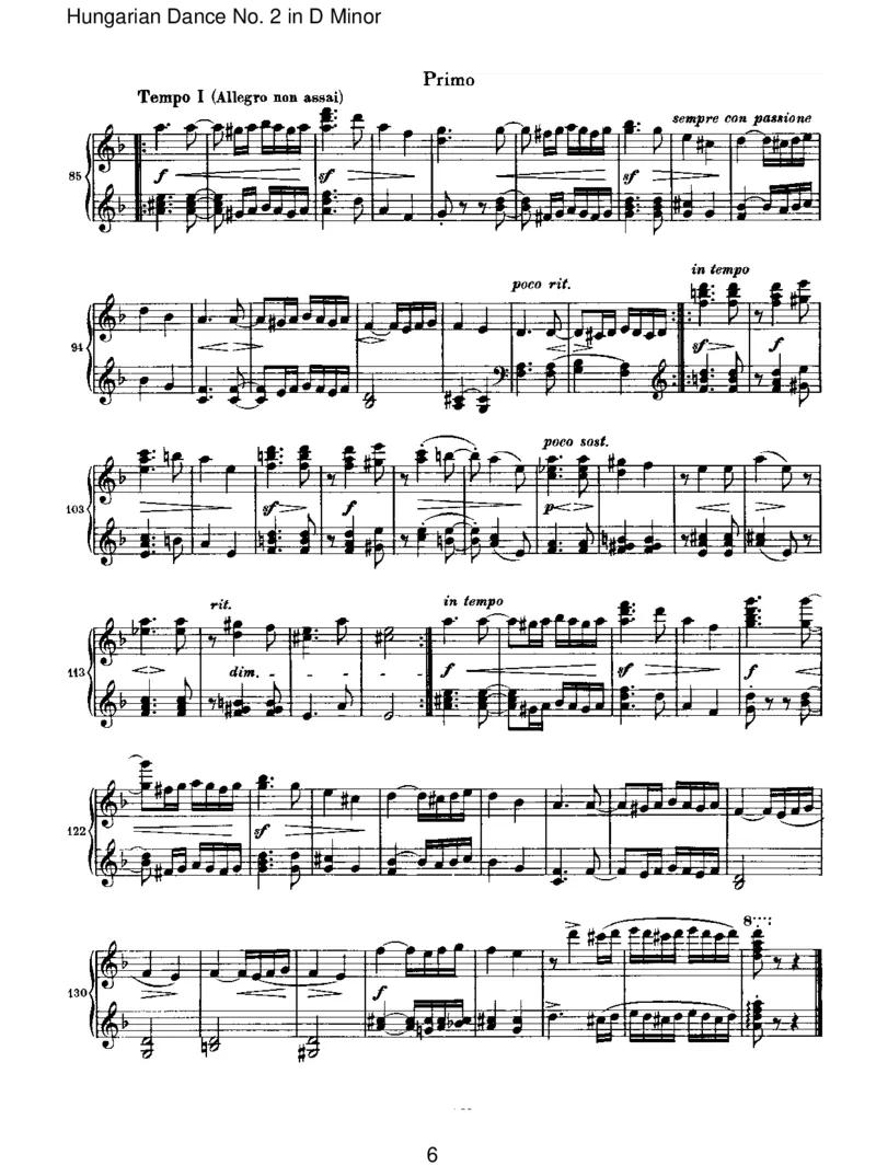 HungarianDanceNo.2inDMinor_一万首著名钢琴曲谱哈农贝多芬合集视频教学电子版高清无水印可打印_1古典钢琴知名音乐家谱_勃拉姆斯钢琴谱全集_VI.PianoWorksforFourHands