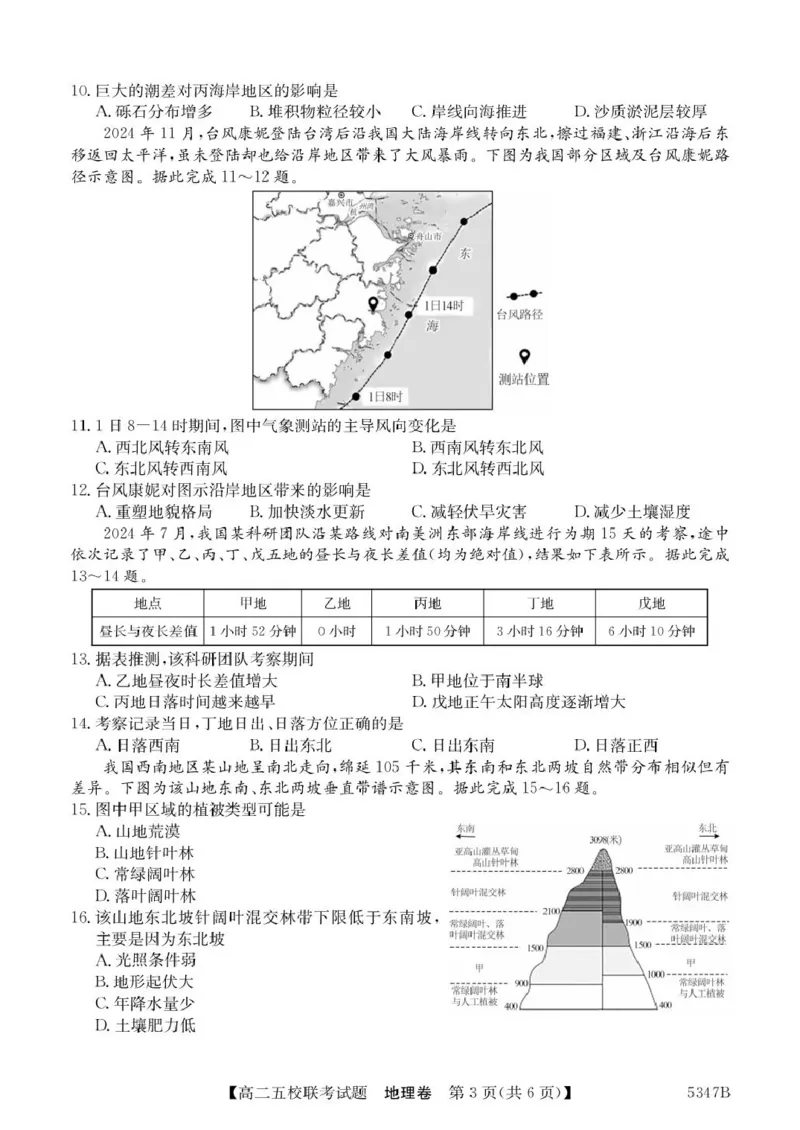 广东省惠州仲恺中学等五校2024-2025学年高二下学期4月联考地理试卷（PDF版，含答案）_2024-2025高二（7-7月题库）_2025年04月试卷(1)
