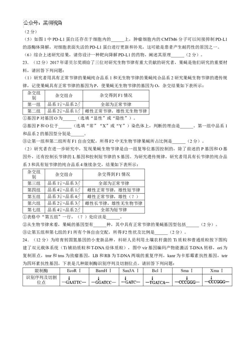江苏省扬州市高邮市2024-2025学年高三上学期12月月考生物试题（含答案）_2024-2025高三（6-6月题库）_2025年01月试卷_0103江苏省扬州市高邮市2024-2025学年高三上学期12月月考（全科）