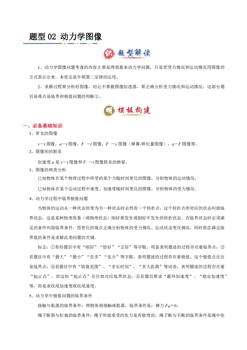 模板03牛顿运动定律（六大题型）（解析版）_2024-2025高三（6-6月题库）_2025年01月试卷_01012025年高考物理答题技巧与模板构建