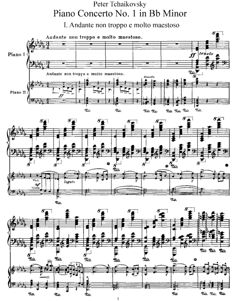 PianoConcertoNo1inbb,Op23(2Piano)_一万首著名钢琴曲谱哈农贝多芬合集视频教学电子版高清无水印可打印_1古典钢琴知名音乐家谱_柴科夫斯基钢琴谱全集