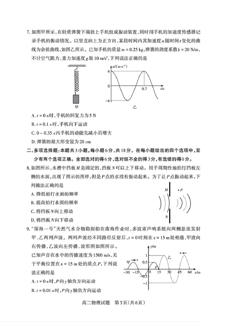 山西省部分学校2024-2025学年高二下学期期中考试物理PDF版含解析_2024-2025高二（7-7月题库）_2025年05月试卷_0530西省部分学校2024-2025学年高二下学期期中考试
