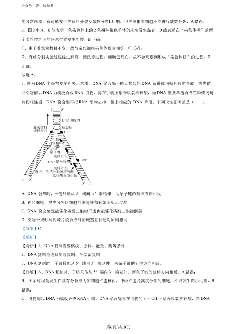 精品解析：2024年重庆市普通高中学业水平选择性考试高考模拟调研卷（三）生物试题（解析版）_2024年3月_013月合集_2024届重庆市（康德卷）高考模拟调研卷（三）