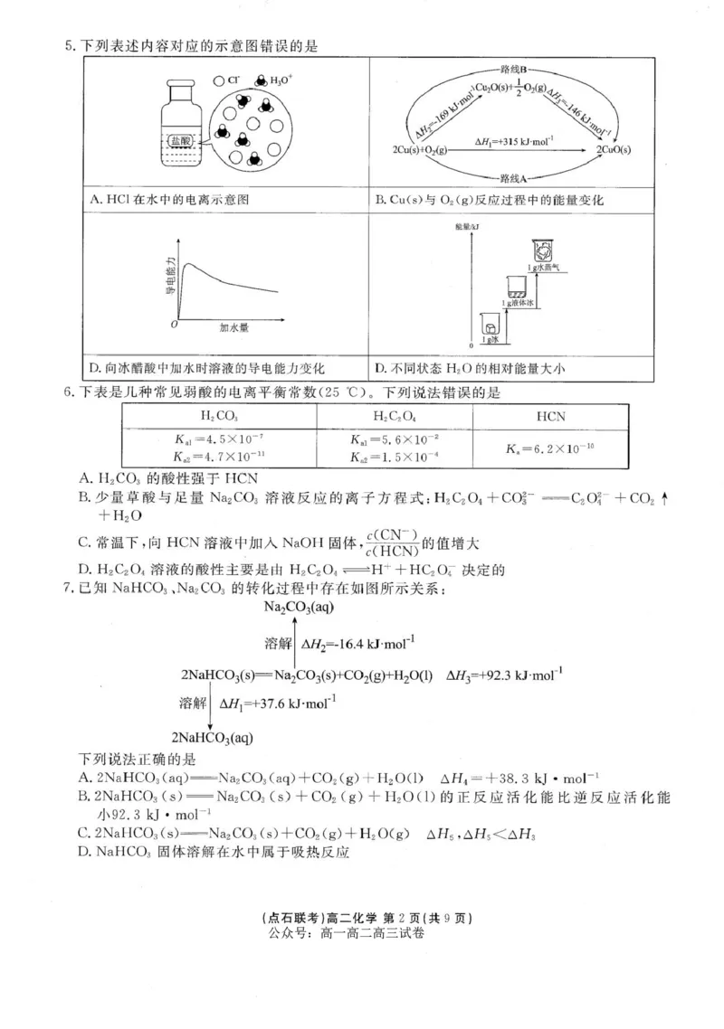 化学-辽宁省点石联考2026届高二上学期10月月考_2025年10月高二试卷_251012辽宁省点石联考2026届高二上学期10月月考