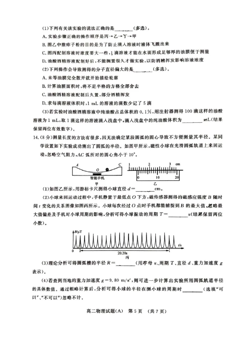 山东省名校考试联盟2024-2025学年高二下学期期中考试物理（A）PDF版含答案_2024-2025高二（7-7月题库）_2025年6月试卷_0612山东省名校考试联盟2024-2025学年高二下学期期中考试