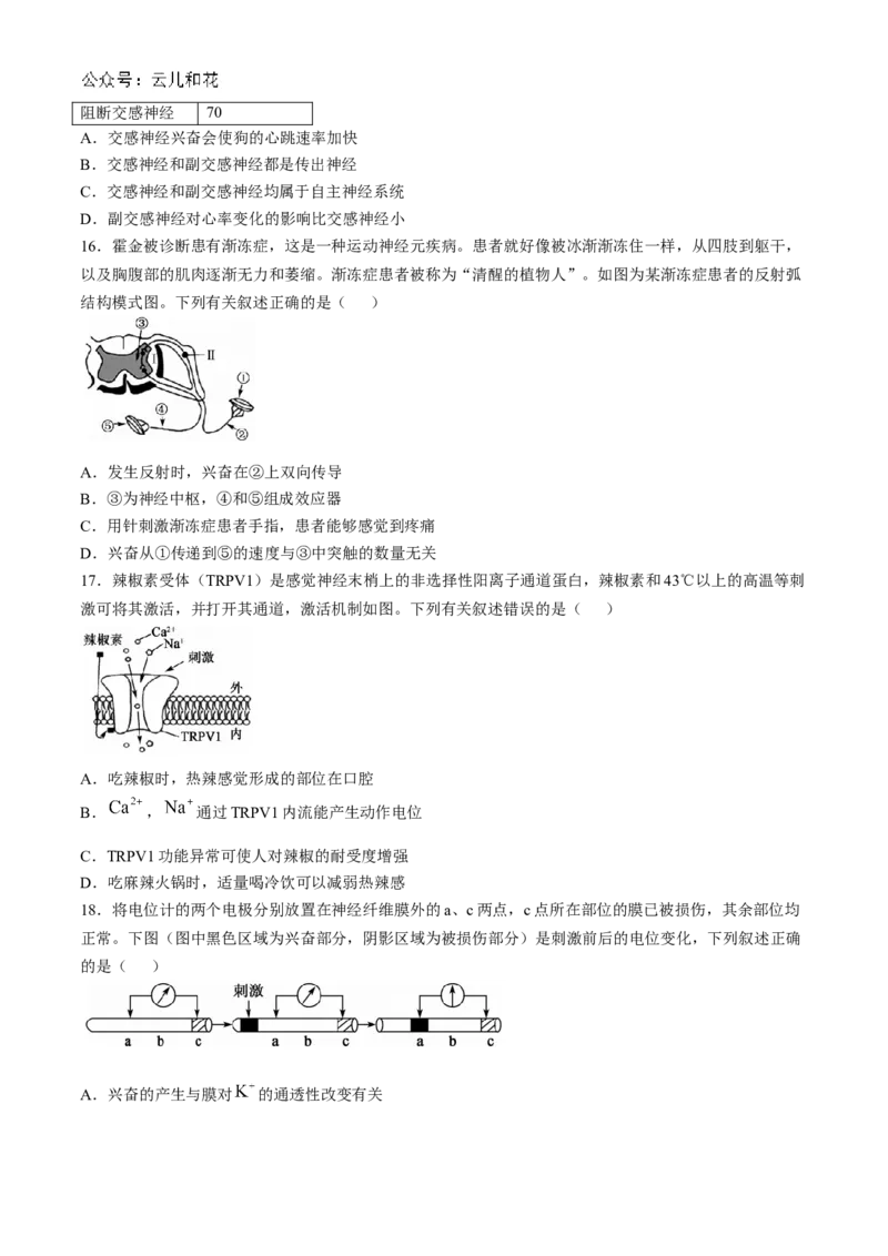 广东省深圳市深圳盟校2024-2025学年高二上学期11月期中考试生物试题_2024-2025高二（7-7月题库）_2024年11月试卷_1118广东省深圳市盟校联盟2024-2025学年高二上学期11月期中考试