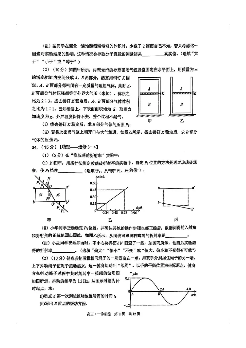 泸州市高2021级第一次教学质量诊断性考试理综(1)_2023年11月_0211月合集_2024届四川省泸州市第一次教学质量诊断性考试_四川省泸州市高2024届第一次教学质量诊断性考试理综