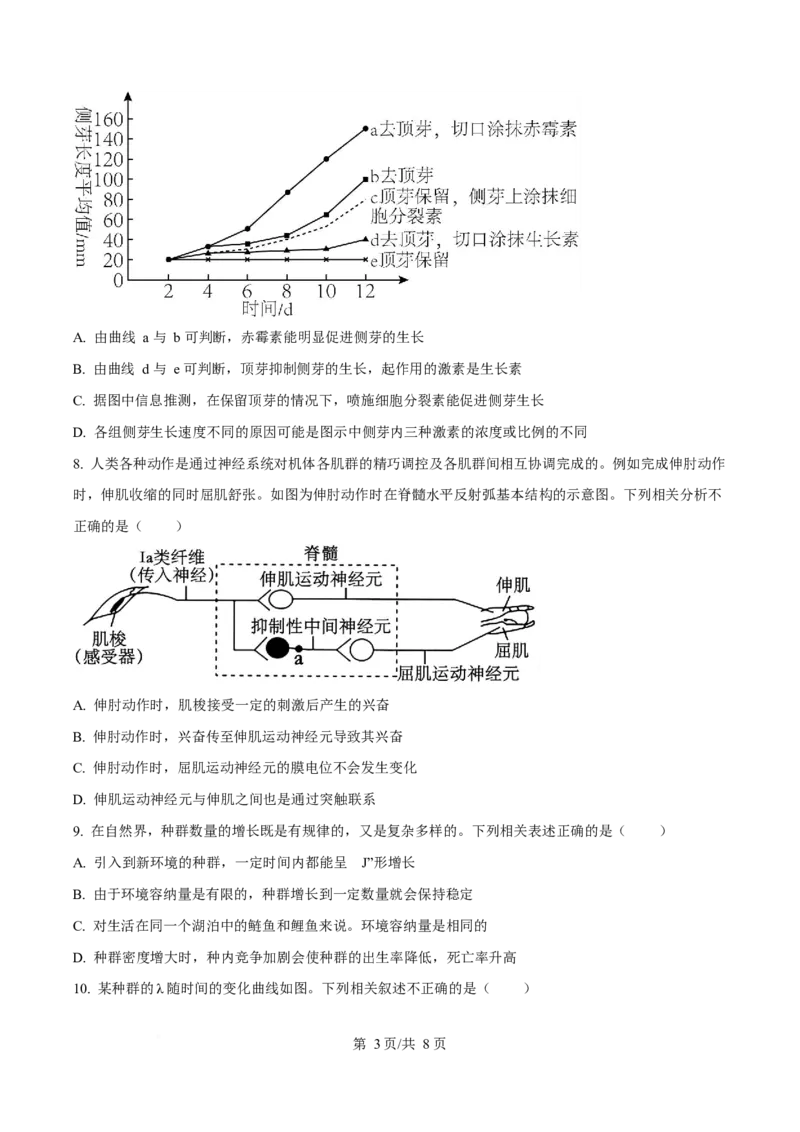 河南省许昌市2024-2025学年高二上学期1月期末考试生物试卷（含答案）(1)_2024-2025高二（7-7月题库）_2025年02月试卷_0225河南省许昌市2024-2025学年高二上学期期末考试