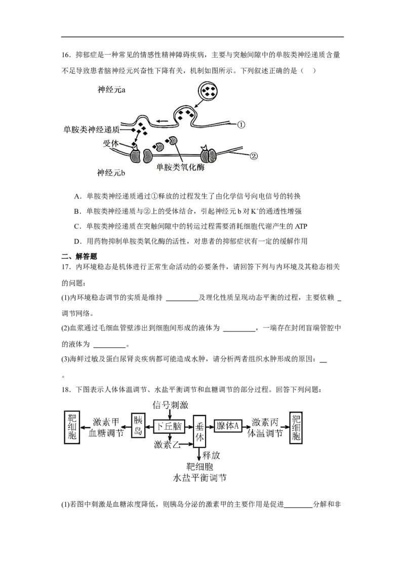 bioo_2025年10月高二试卷_251030宁夏回族自治区石嘴山市第一中学2025-2026学年高二上学期10月月考(全）_宁夏回族自治区石嘴山市第一中学2025-2026学年高二上学期10月月考生物试题（含答案）