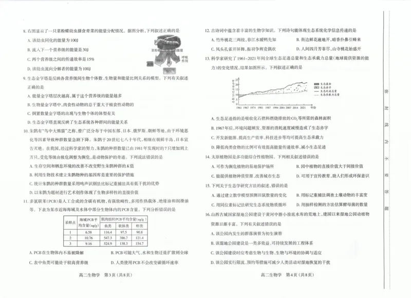山西省太原市2024-2025学年高二上学期期末学业诊断生物试卷（图片版）_2024-2025高二（7-7月题库）_2025年02月试卷_0219山西省太原市2024-2025学年高二上学期1月期末考试