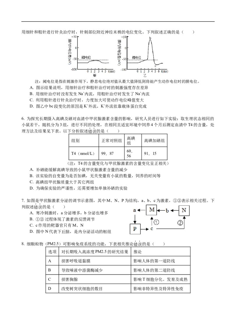广东省东莞市七校2025-2026学年高二上学期期中考试生物试题_2024-2025高二（7-7月题库）_2026年1月高二_260106广东省东莞市七校2025-2026学年高二上学期期中联考试题