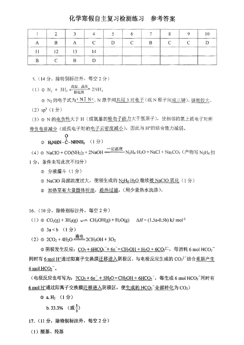 化学-北京市人大附中2025高三（下）开学考_2024-2025高三（6-6月题库）_2025年02月试卷_0224北京市人大附中2025高三（下）开学考