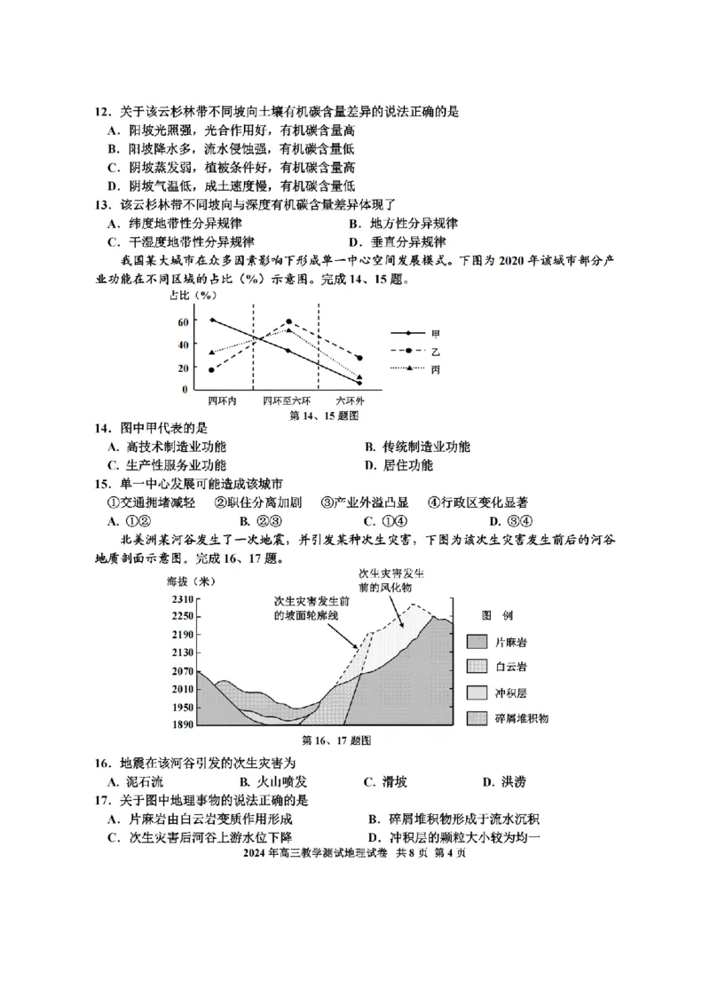 地理卷-2412嘉兴一模_2024-2025高三（6-6月题库）_2024年12月试卷_12112024-2025学年浙江嘉兴一模高三12月教学测试_浙江省2025届高三嘉兴一模地理