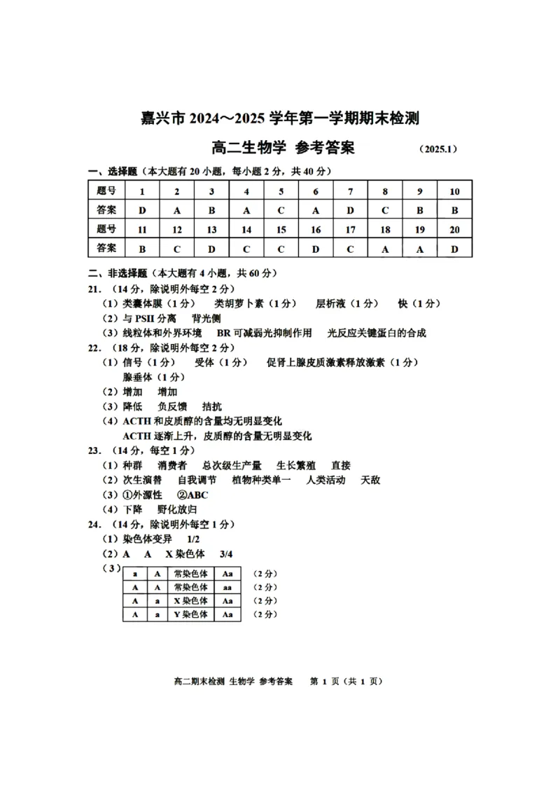 浙江省嘉兴市2024-2025学年高二上学期期末测试生物PDF版含答案_2024-2025高二（7-7月题库）_2025年02月试卷_0227浙江省嘉兴市2024-2025学年高二上学期期末测试