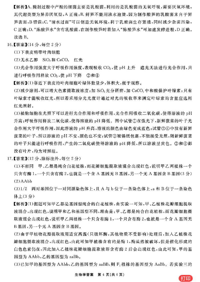 生物参考答案提示及评分细则(1)_2024年2月_022月合集_2024届安徽&ldquo;耀正优+&rdquo;高三名校期末测试