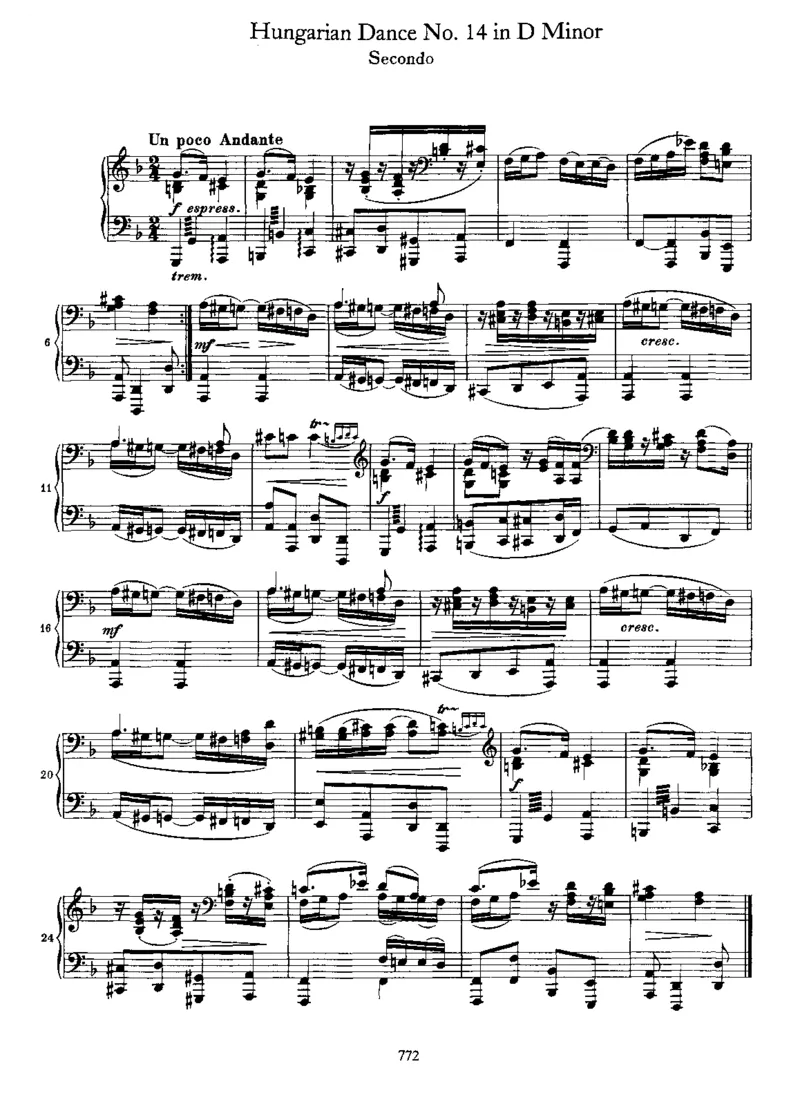 HungarianDanceNo14ind_一万首著名钢琴曲谱哈农贝多芬合集视频教学电子版高清无水印可打印_1古典钢琴知名音乐家谱_勃拉姆斯钢琴谱全集_匈牙利舞曲四手联弹版