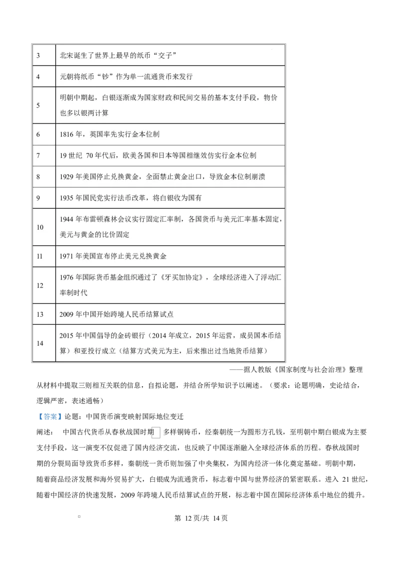 四川省成都外国语学校2025-2026学年高二上学期12月考试历史试卷Word版含解析_2024-2025高二（7-7月题库）_2026年1月高二_260107四川省成都外国语学校2025-2026学年高二上学期12月月考