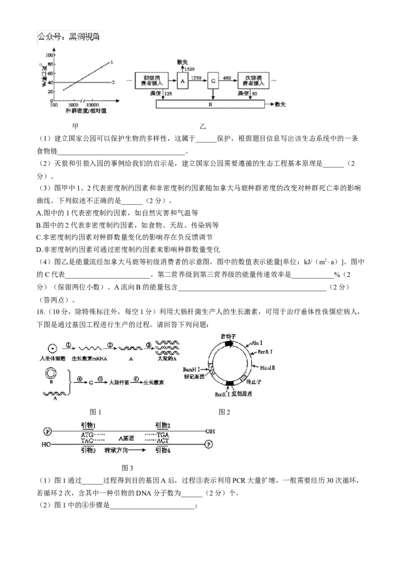天津市实验中学2024-205学年高三上学期第二次月考试题生物Word版含答案_2024-2025高三（6-6月题库）_2024年10月试卷_1025天津市实验中学2024-205学年高三上学期第二次月考