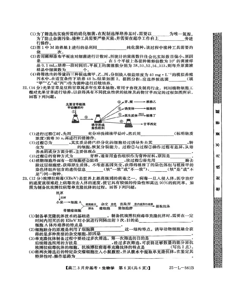 河北省保定市部分高中2024-2025学年高二下学期3月月考生物试题_2024-2025高二（7-7月题库）_2025年03月试卷_0324河北省保定市部分高中2024-2025学年高二下学期3月考试