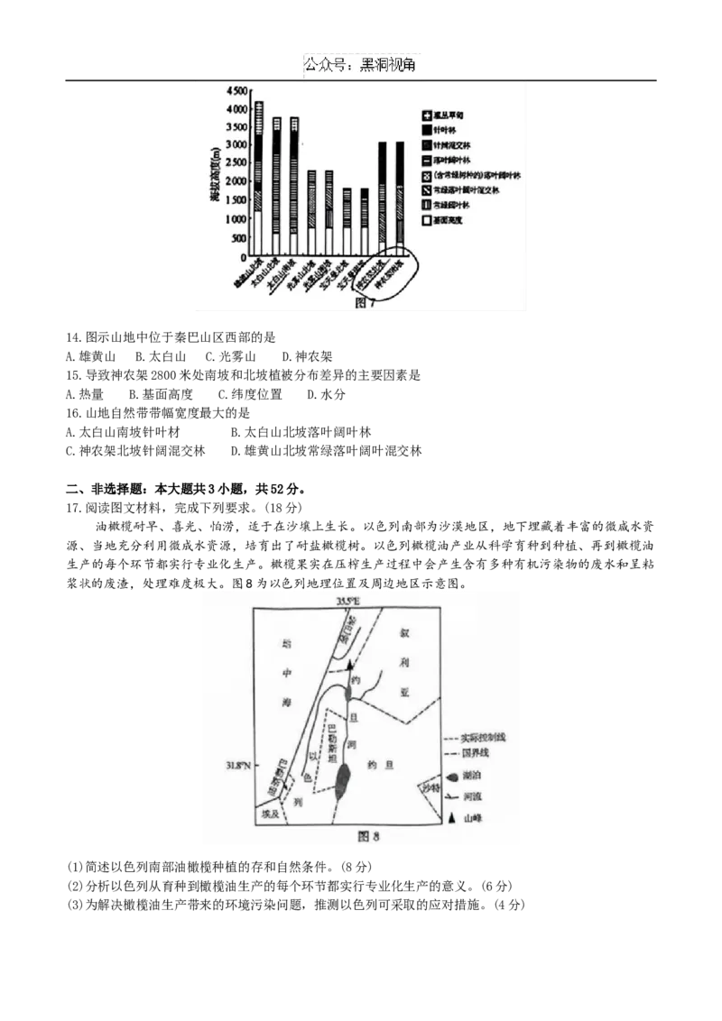 广东省清远市2024-2025学年高三上学期教学质量检测（一）地理试题（含答案）_2024-2025高三（6-6月题库）_2024年10月试卷_1024广东省清远市2024-2025学年高三上学期一模考试（5048C）